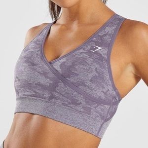 Gymshark Sports Bra Adapt Camo Seamless Lavender Gray Camouflage Ssize Small S